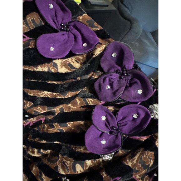 Vintage Sabella Mikesell Palm Beach 2X Silk Purple/Black Button Up Top 22W - Picture 6 of 6